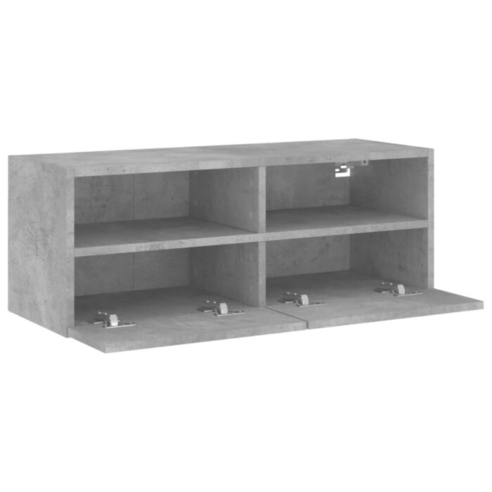 Meuble TV mural gris béton 80x30x30 cm bois d'ingénierie – Image 5