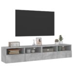 Meubles TV muraux 2 pcs gris béton 80x30x30cm bois d'ingénierie – Image 3