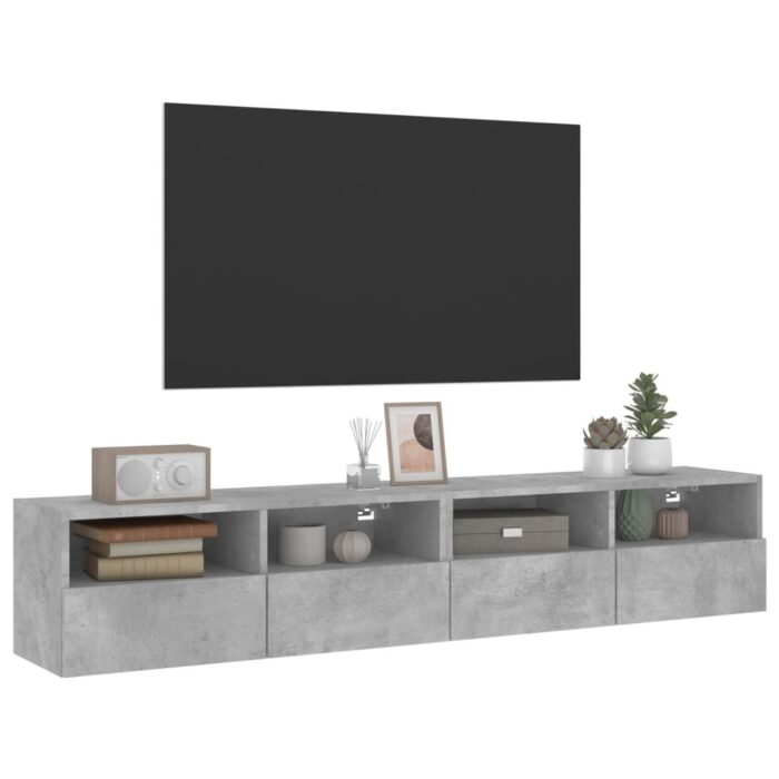 Meubles TV muraux 2 pcs gris béton 80x30x30cm bois d'ingénierie – Image 3