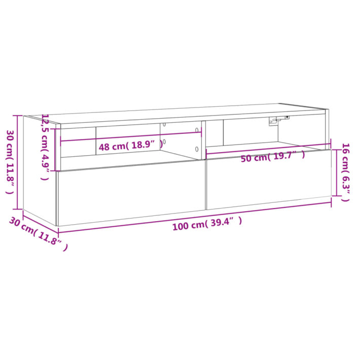 Meuble TV mural blanc 100x30x30 cm bois d'ingénierie – Image 11