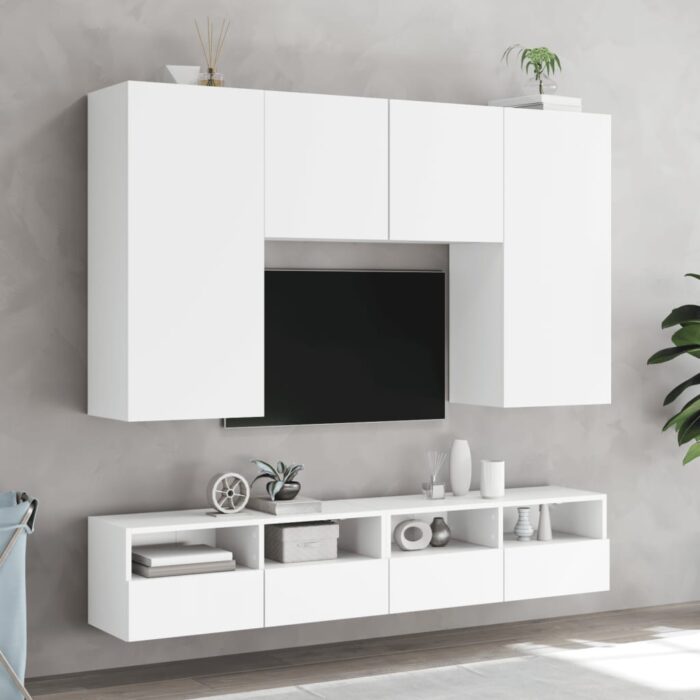 Meuble TV mural blanc 100x30x30 cm bois d'ingénierie – Image 2