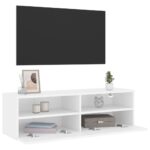 Meuble TV mural blanc 100x30x30 cm bois d'ingénierie – Image 3