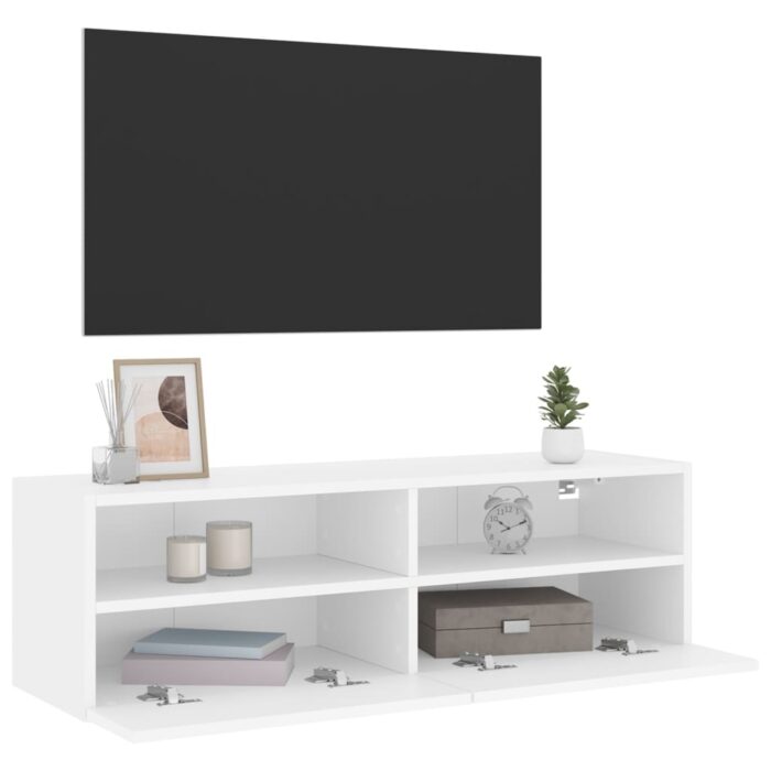 Meuble TV mural blanc 100x30x30 cm bois d'ingénierie – Image 3