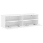 Meuble TV mural blanc 100x30x30 cm bois d'ingénierie – Image 4