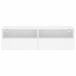 Meuble TV mural blanc 100x30x30 cm bois d'ingénierie – Image 5