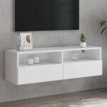 Meuble TV mural blanc 100x30x30 cm bois d'ingénierie