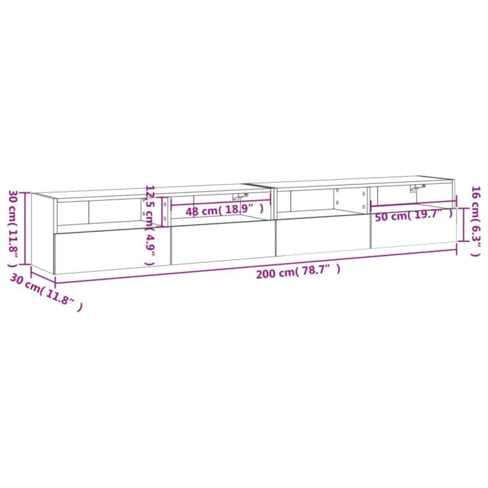Meubles TV muraux 2 pcs blanc 100x30x30 cm bois d'ingénierie – Image 11