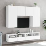 Meubles TV muraux 2 pcs blanc 100x30x30 cm bois d'ingénierie – Image 2