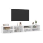 Meubles TV muraux 2 pcs blanc 100x30x30 cm bois d'ingénierie – Image 3
