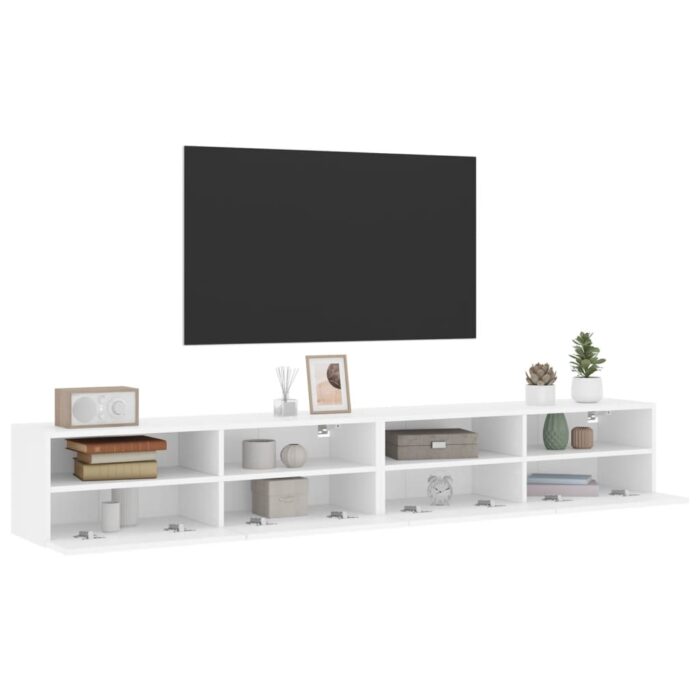 Meubles TV muraux 2 pcs blanc 100x30x30 cm bois d'ingénierie – Image 3