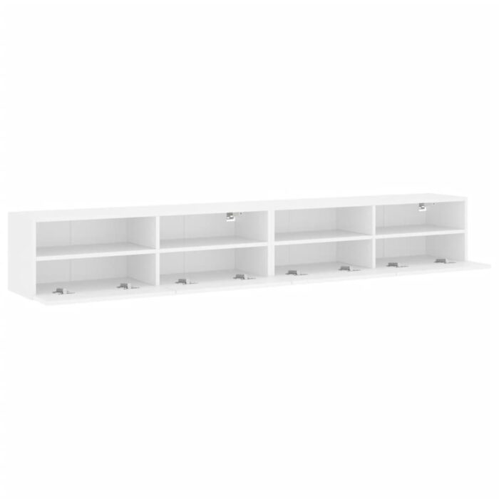 Meubles TV muraux 2 pcs blanc 100x30x30 cm bois d'ingénierie – Image 4