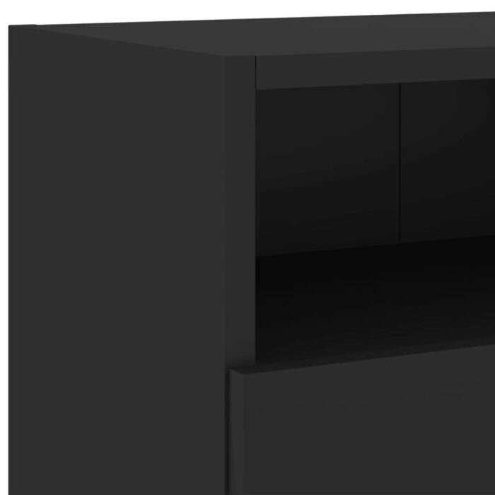 Meuble TV mural noir 100x30x30 cm bois d'ingénierie – Image 8