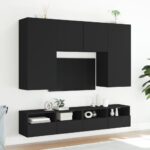 Meubles TV muraux 2 pcs noir 100x30x30 cm bois d'ingénierie – Image 2
