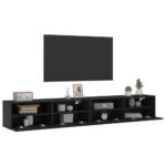 Meubles TV muraux 2 pcs noir 100x30x30 cm bois d'ingénierie – Image 3