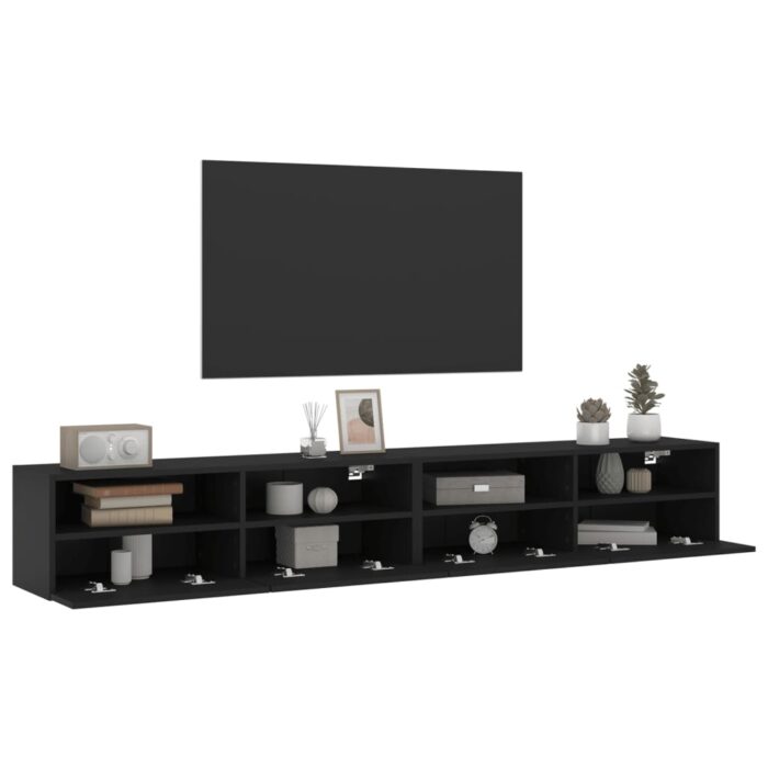 Meubles TV muraux 2 pcs noir 100x30x30 cm bois d'ingénierie – Image 3
