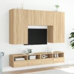 Meuble TV mural chêne sonoma 100x30x30 cm bois d'ingénierie – Image 2