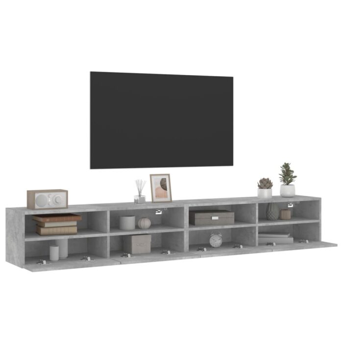 Meubles TV muraux 2pcs gris béton 100x30x30cm bois d'ingénierie – Image 3