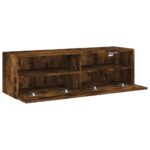 Meuble TV mural chêne fumé 100x30x30 cm bois d'ingénierie – Image 4
