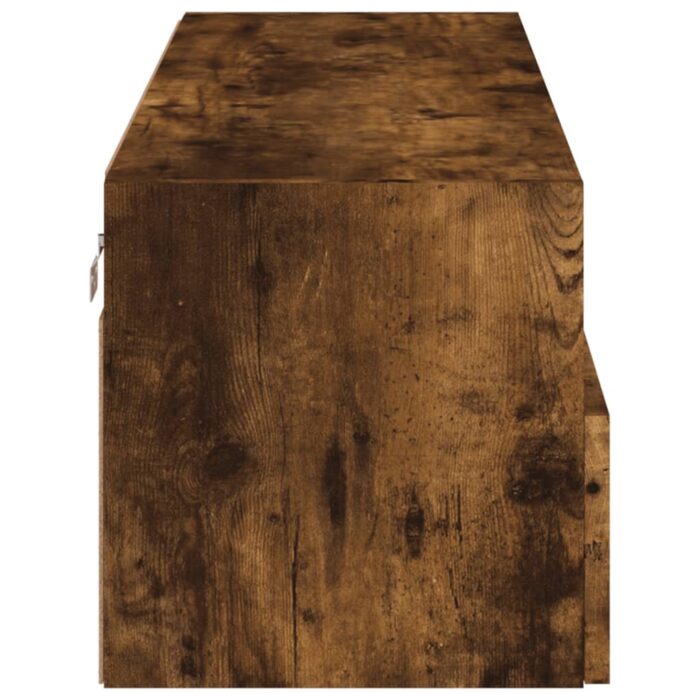 Meuble TV mural chêne fumé 100x30x30 cm bois d'ingénierie – Image 6