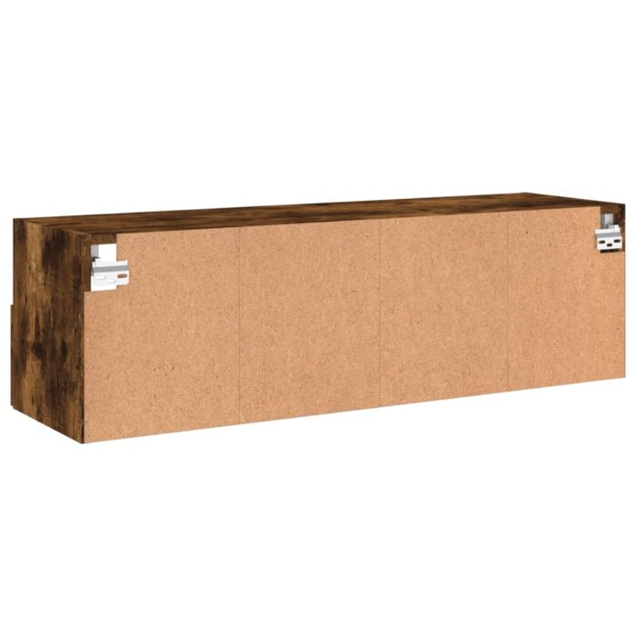 Meuble TV mural chêne fumé 100x30x30 cm bois d'ingénierie – Image 7