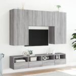 Meuble TV mural sonoma gris 100x30x30 cm bois d'ingénierie – Image 2