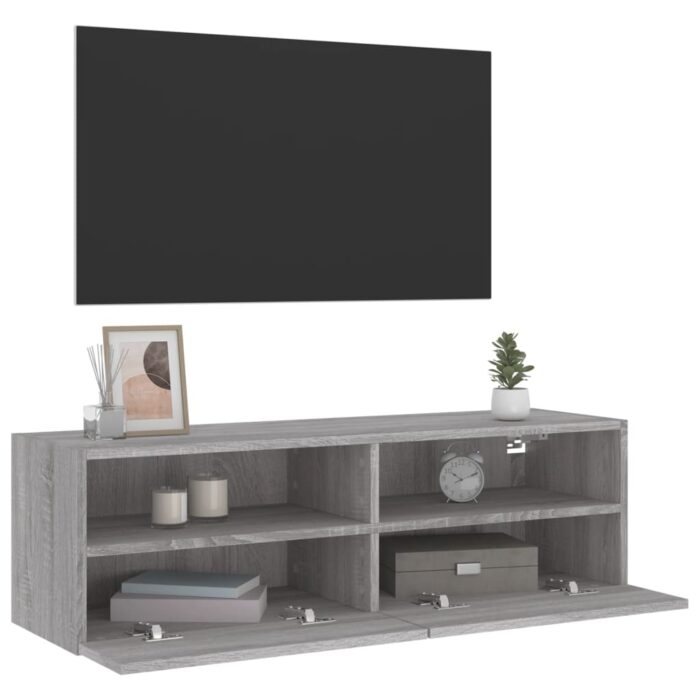 Meuble TV mural sonoma gris 100x30x30 cm bois d'ingénierie – Image 3