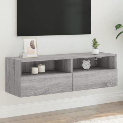 Meuble TV mural sonoma gris 100x30x30 cm bois d'ingénierie