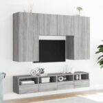 Meubles TV muraux 2pcs sonoma gris 100x30x30 cm bois ingénierie – Image 2