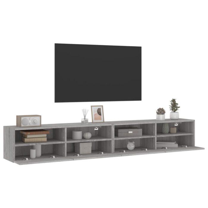 Meubles TV muraux 2pcs sonoma gris 100x30x30 cm bois ingénierie – Image 3