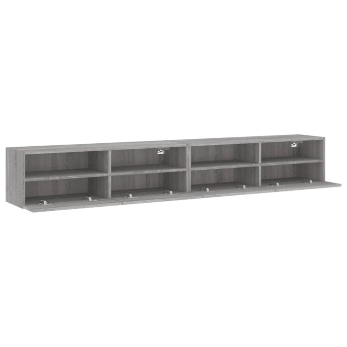 Meubles TV muraux 2pcs sonoma gris 100x30x30 cm bois ingénierie – Image 4