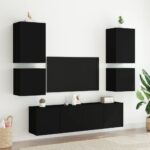 Meubles TV muraux 2 pcs noir 40,5x30x40 cm bois d'ingénierie – Image 2