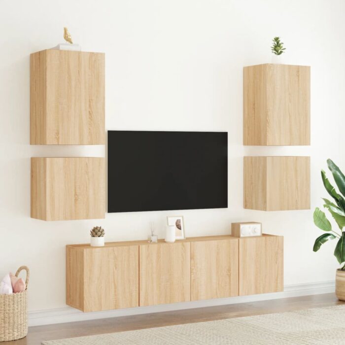 Meubles TV muraux 2 pcs chêne sonoma 40,5x30x40 cm – Image 2
