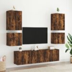 Meubles TV muraux 2 pcs chêne fumé 40,5x30x40cm bois ingénierie – Image 2
