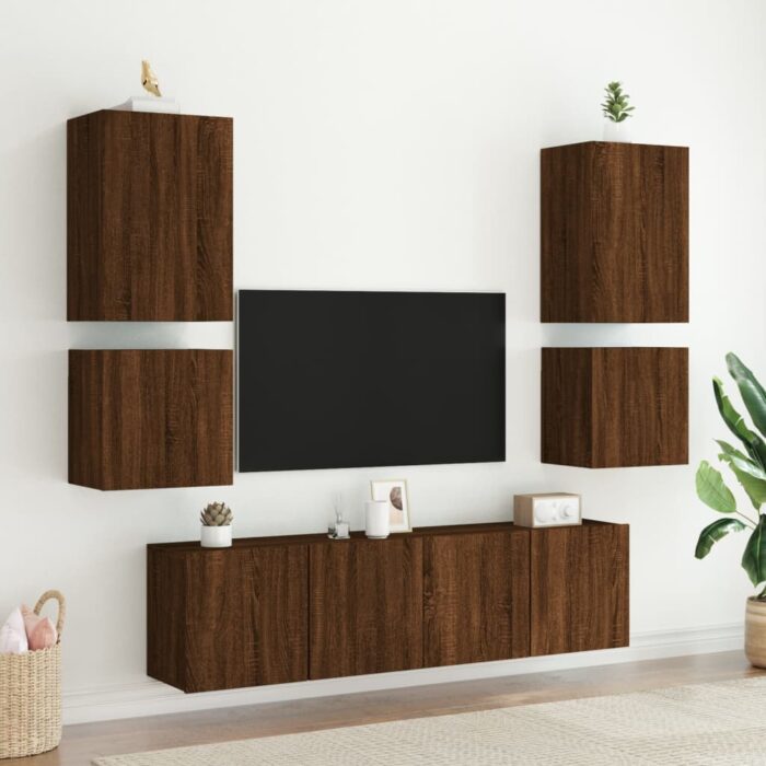 Meubles TV muraux 2 pcs chêne marron 40,5x30x40 cm – Image 2