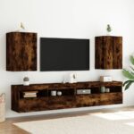 Meuble TV mural chêne fumé 40,5x30x60 cm bois d'ingénierie – Image 2