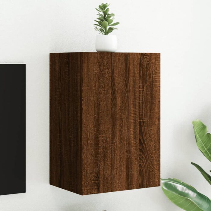 Meuble TV mural chêne marron 40,5x30x60 cm bois d'ingénierie – Image 1