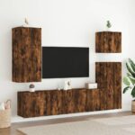 Meuble TV mural chêne fumé 40,5x30x90 cm bois d'ingénierie – Image 2