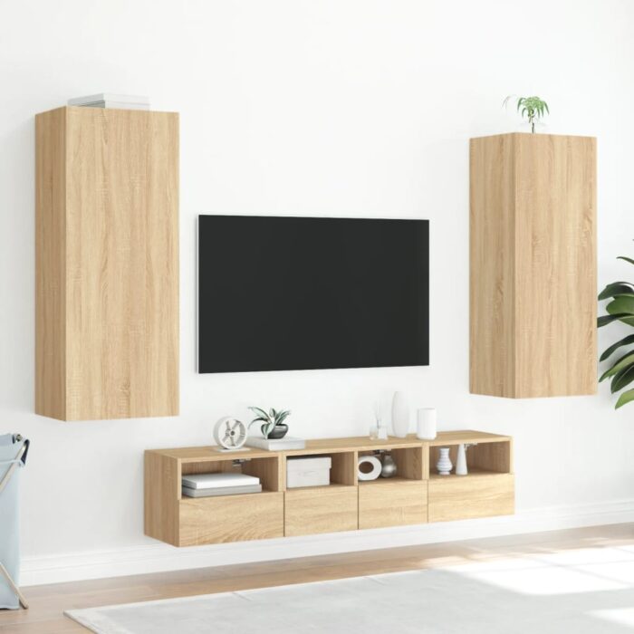 Meuble TV mural chêne sonoma 40,5x30x102 cm bois d'ingénierie – Image 2