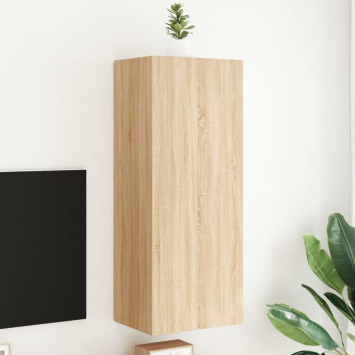 Meuble TV mural chêne sonoma 40,5x30x102 cm bois d'ingénierie – Image 1