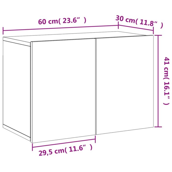 Meuble TV mural noir 60x30x41 cm – Image 11