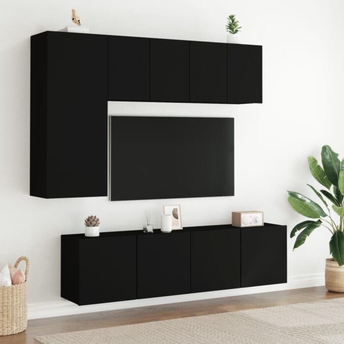 Meuble TV mural noir 60x30x41 cm – Image 9