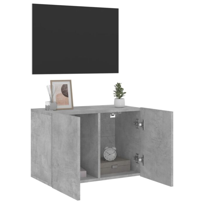 Meuble TV mural gris béton 60x30x41 cm – Image 2