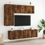 Meuble TV mural chêne fumé 60x30x41 cm – Image 9