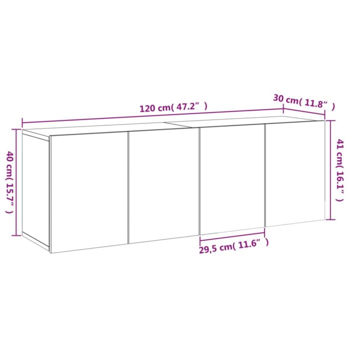 Meubles TV muraux 2 pcs chêne fumé 60x30x41 cm – Image 11