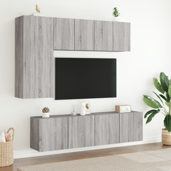 Meuble TV mural sonoma gris 60x30x41 cm – Image 9