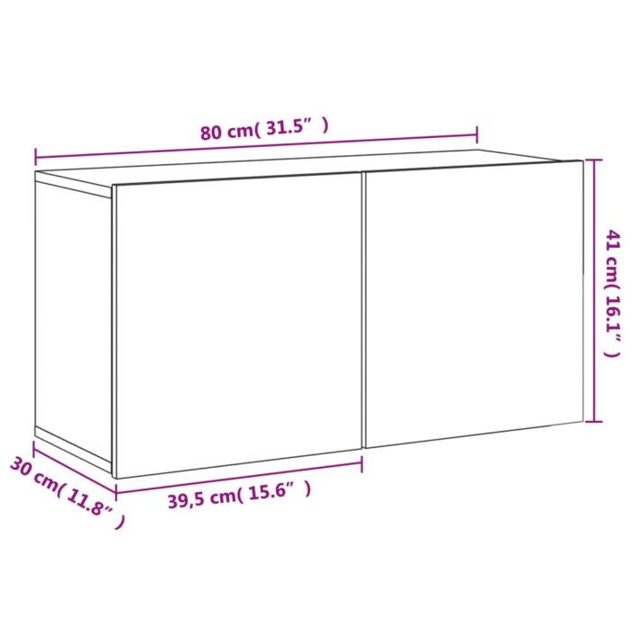 Meuble TV mural chêne fumé 80x30x41 cm – Image 11
