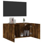 Meuble TV mural chêne fumé 80x30x41 cm – Image 2