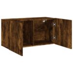 Meuble TV mural chêne fumé 80x30x41 cm – Image 3