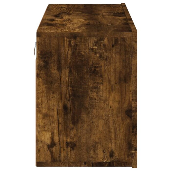 Meuble TV mural chêne fumé 80x30x41 cm – Image 5
