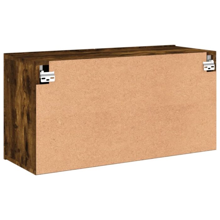 Meuble TV mural chêne fumé 80x30x41 cm – Image 6